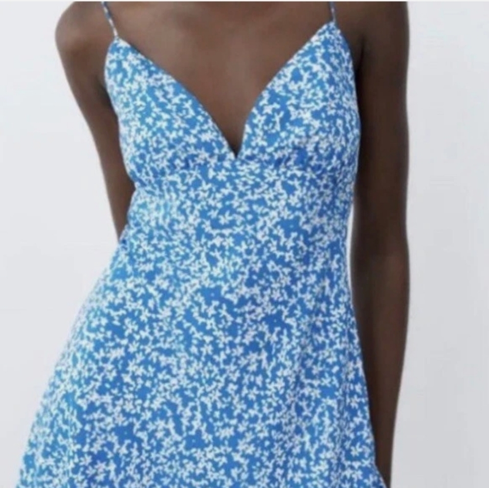 Zara Blue and White Floral Dress - Picture 4 of 5